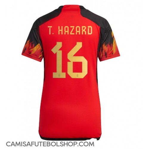 Camisa de time de futebol Bélgica Thorgan Hazard #16 Replicas 1º Equipamento Feminina Mundo 2022 Manga Curta